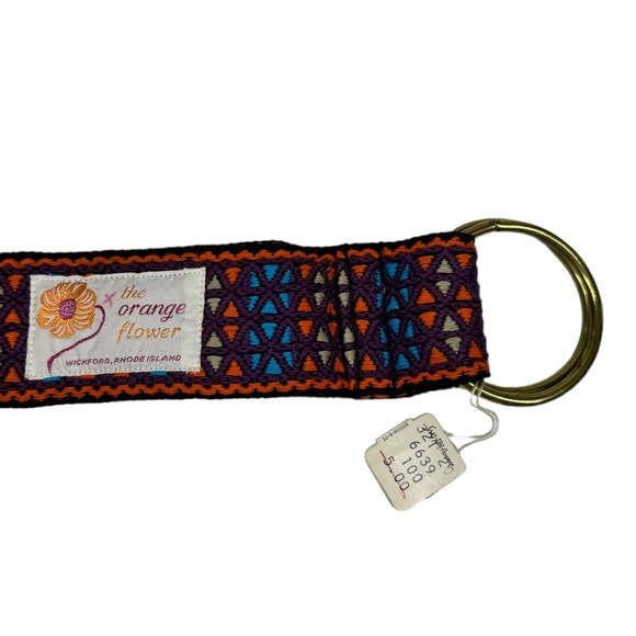 Vintage Woven Tapestry Geometric Boho Belt OS The Orange Flower Wickford RI - Picture 4 of 6